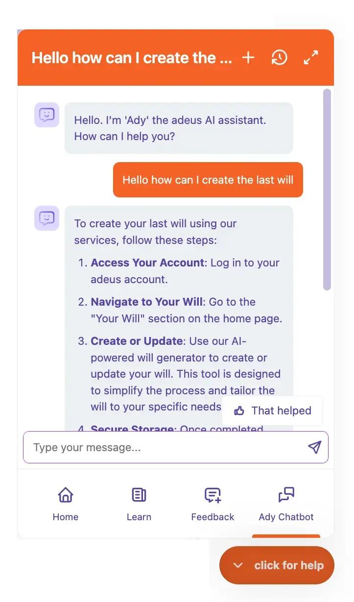 Ady copilot answering user query